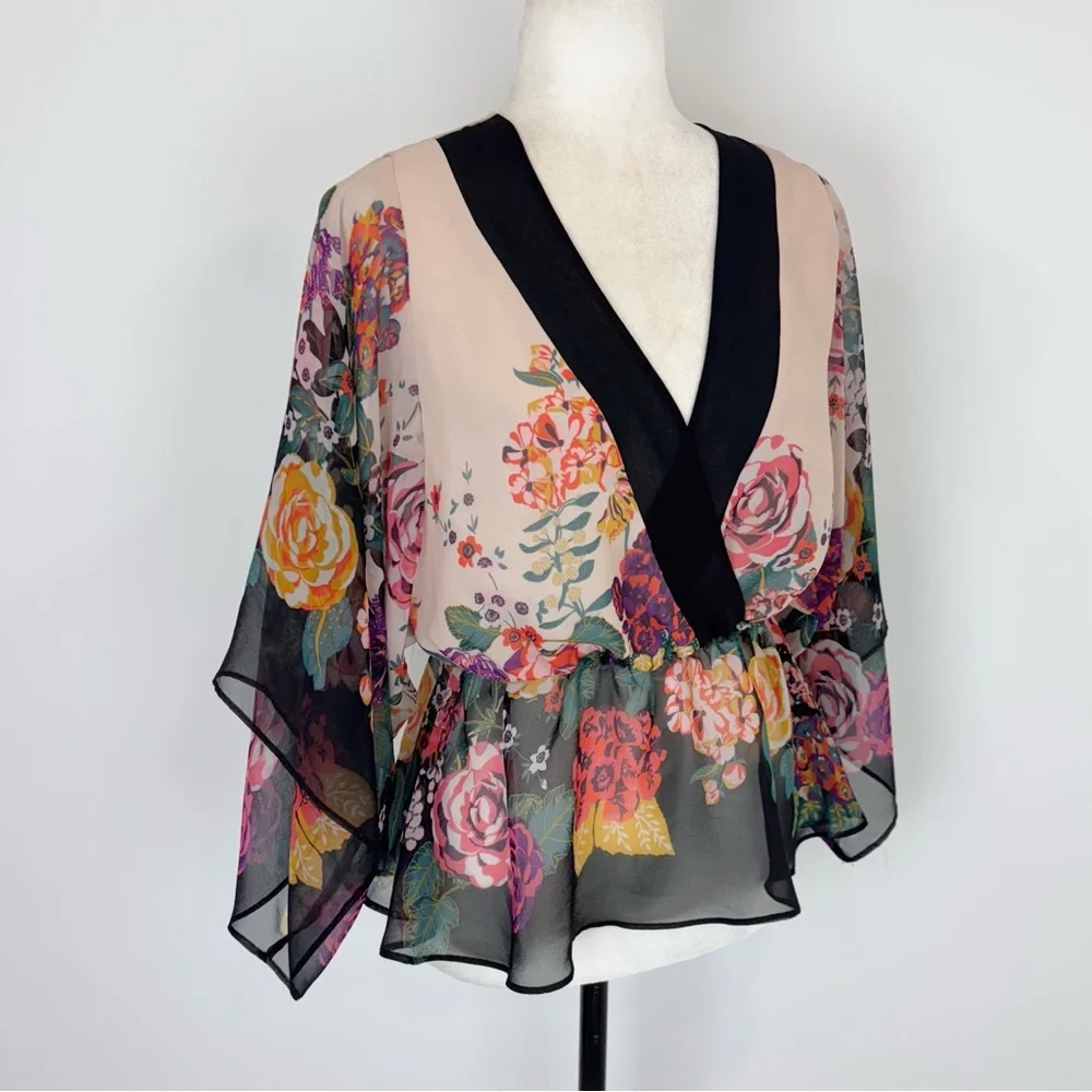 H&M sheer floral kimono blouse - Picture 4 of 8